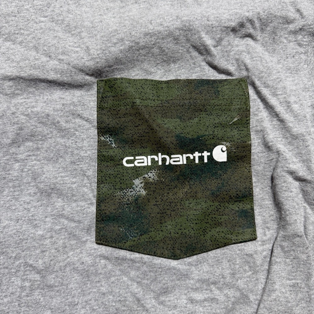 Carhartt Pocket T Shirt Mens 2XL Grey Relaxed Fit Camo Chest Pocket 105352 HGY - Picture 3 of 10